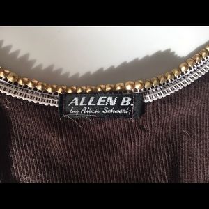 Allen B Schwartz Brown & jeweled tank top